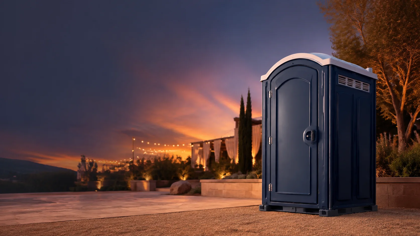 Portable restroom shown for rental planning in Kinston, NC